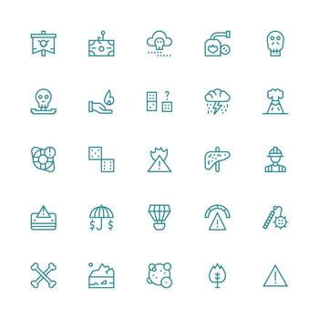 Risk Icon Set with 25 Medium Stroke Outline Graphics Interface Icon Collection vector