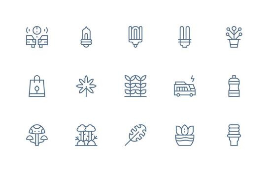 Eco Friendly Visual Pack containing 15 Regular Line Icons Fully Editable Icon Set for Web vector