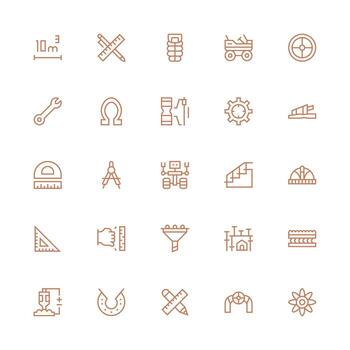 medio carrera contorno íconos desde Ingenieria conjunto con 25 vectores equilibrado icono conjunto para funcional diseño