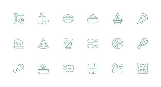 Portion Design Icons featuring 18 in Minimal Line Style Icon Pack vector