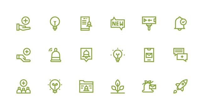 New Set with 18 Strong Stroke Line Icons All Device Compatible Icon Set vector