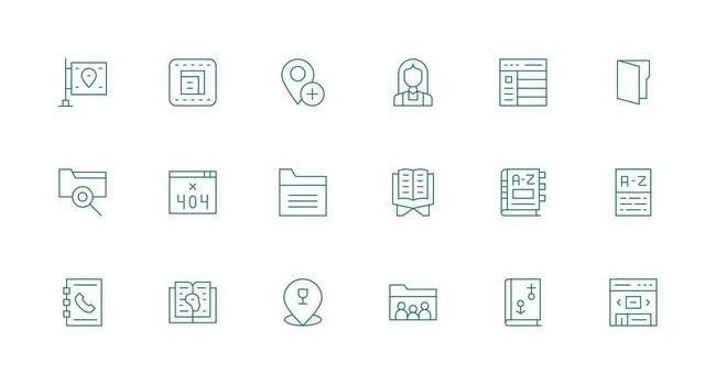 18 Minimal Line Designs for Directory Icons Fully Editable Icon Set for Web vector