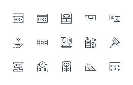 15 Regular Line Icons for Pound Graphics Essential Icon Set for Teams vector