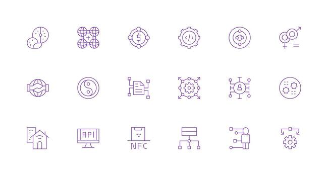 Minimal Line Style Integration Icons with 18 Vectors Multi-Purpose Icon Pack for Templates