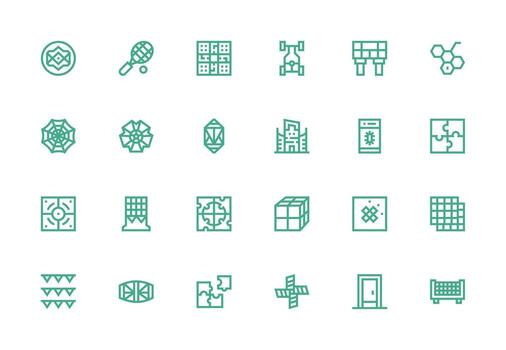 Framework Icon Set with 24 Thick Line Line Graphics Organized Icon Pack for Quick Access vector
