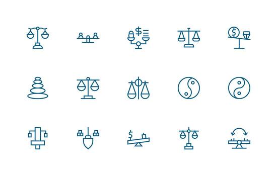 Equilibrium featuring 15 Icons in Regular Line Design Optimized Icon Pack for Digital Products vector