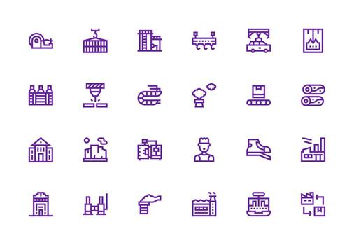 grueso línea línea íconos desde fábrica conjunto con 24 vectores multi-estilo íconos para creativo proyectos