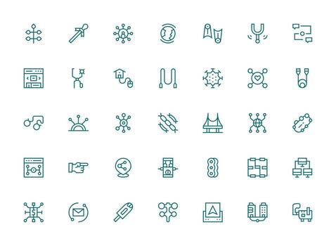 35 Regular Clean Line Style Icons from Link Collection Neutral Style Icons for Any Project vector