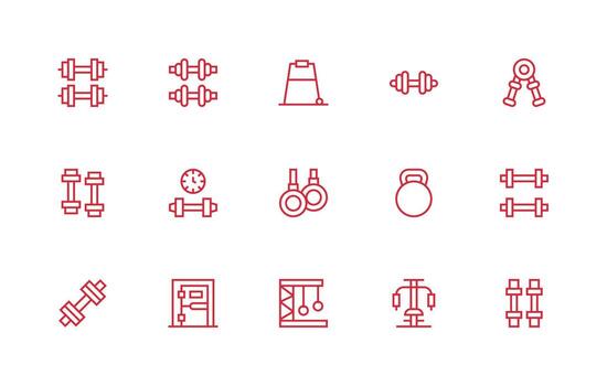 Strength Training Set with 15 Regular Line Icons Layout Icon Collection vector