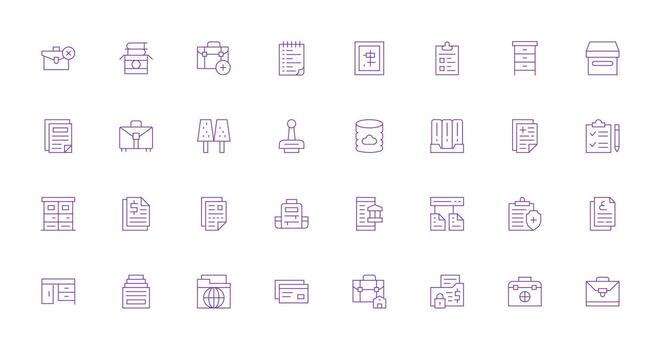 Documents Set with 32 Thin Line Icons Simple Icon Pack vector