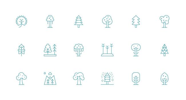 Evergreen Set with 18 Minimal Line Icons Icon Set for Projects vector