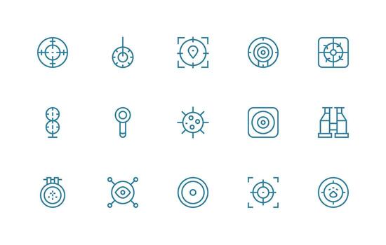 15 Regular Line Designs for Scope Icons Responsive Icon Set for Flexible Layouts vector
