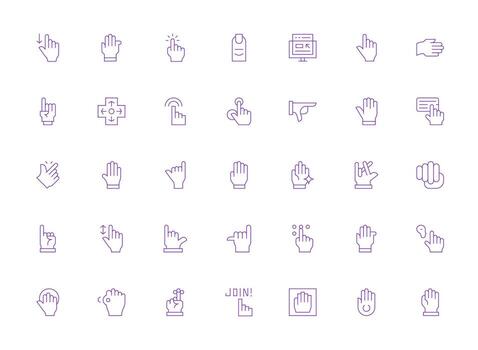 35 Light Line Icons for Cursor Graphics UI Icon Set vector