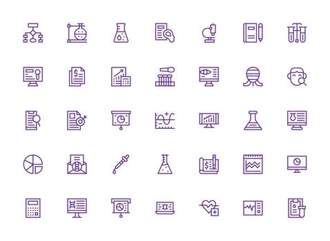 35 Regular Clean Line Vectors for Analysis Theme Clean Icon Collection for Web Use