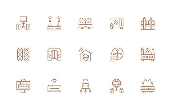 Gateway Visual Pack containing 15 Regular Line Icons Basic Icon Series vector
