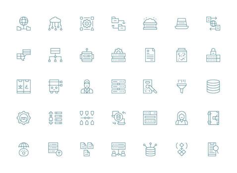 35 Light Line Icons for Database Graphics High-Resolution Icons for Any Platform vector