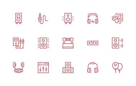 regular línea íconos desde estéreo conjunto con 15 vectores mínimo icono conjunto para interfaz proyectos