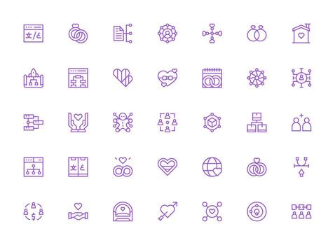35 Regular Clean Line Style Icons from Relationship Collection Core Icon Collection for Daily Tasks vector