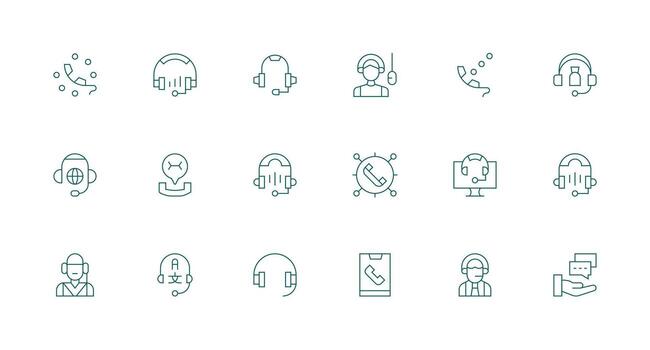 Minimal Line Style Hotline Icons with 18 Vectors Clear and Concise Icon Set Collection