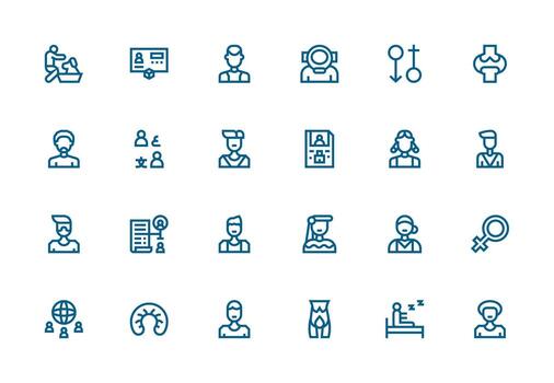 24 Thick Line Line Style Icons from Human Collection Complete Icon Bundle for Web Design vector
