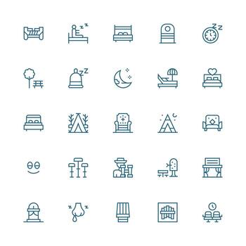 Rest Set with 25 Medium Stroke Outline Icons All Device Compatible Icon Set vector