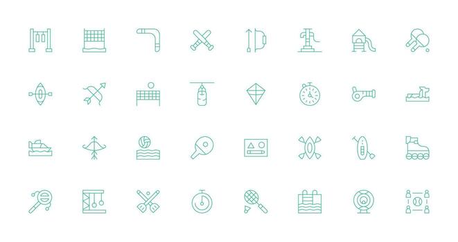 actividad visual paquete conteniendo 32 Delgado línea íconos esencial íconos para rápido ui edificio vector