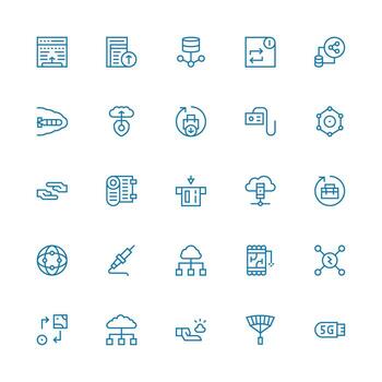 datos transferir incluso 25 medio carrera contorno ilustraciones equilibrado icono conjunto para funcional diseño vector