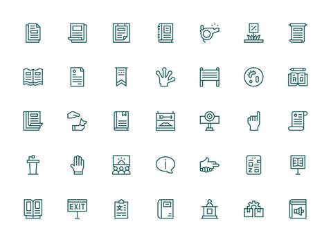 Regular Clean Line Style Instruction Icons with 35 Vectors Glyph Icon Series
