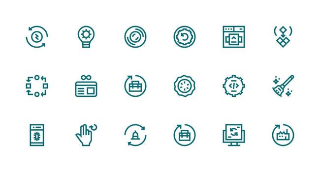 actualizar diseño íconos presentando 18 en fuerte carrera línea estilo limpiar conjunto para diseño prototipos vector