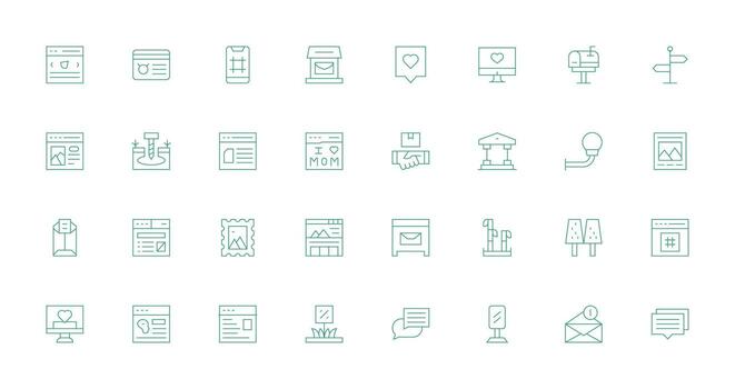 32 Thin Line Vectors for Post Theme Core Icon Collection for Daily Tasks