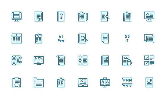 28 Bold Line Icons for List Graphics Modern Icon Set vector