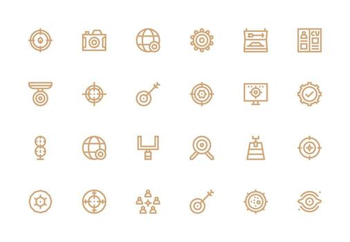 Objective featuring 24 Icons in Thick Line Line Design Icon Set for Projects vector