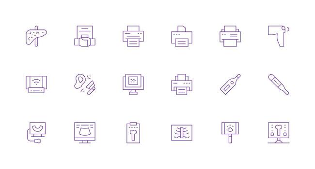 escanear incluso 18 mínimo línea ilustraciones diseño icono colección vector