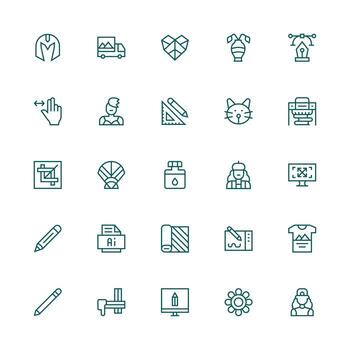 Graphic Design Icon Set with 25 Medium Stroke Outline Graphics Complete Icon Bundle for Web Design vector