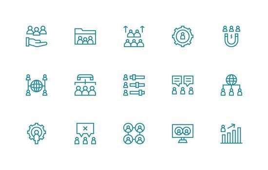 los usuarios diseño íconos presentando 15 en regular línea estilo bien estructurado íconos para creativo utilizar vector