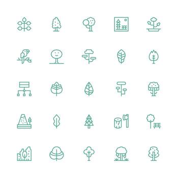 árbol presentando 25 íconos en medio carrera contorno diseño bien estructurado íconos para creativo utilizar vector