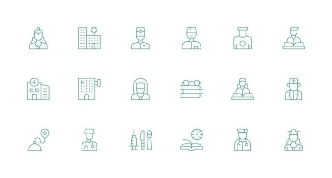 Exam Icon Set with 18 Minimal Line Graphics Digital Icon Collection vector