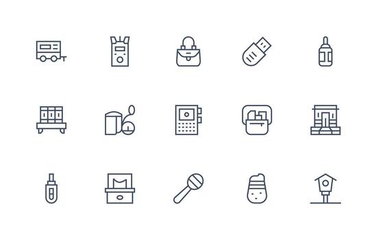 Regular Line Style Small Icons with 15 Vectors Core Icon Collection for Daily Tasks