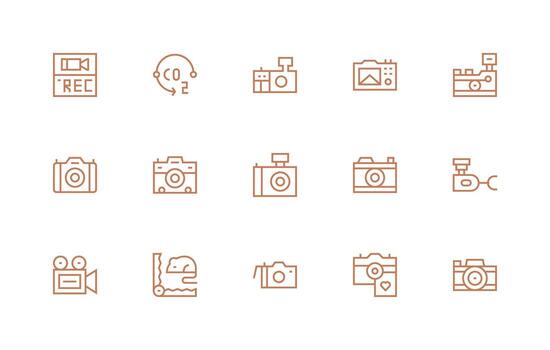 Regular Line Style Capture Icons with 15 Vectors All-Purpose Icon Design Pack