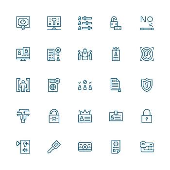 medio carrera contorno estilo autorización íconos con 25 vectores esencial íconos para rápido ui edificio