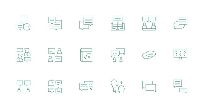 Answer featuring 18 Icons in Minimal Line Design Professional Icon Pack for Development Work vector