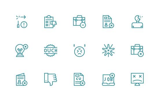 15 Regular Line Style Icons from Unsuccessful Collection Lightweight Icon Series for Fast Prototypes vector