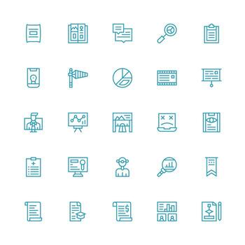 medio carrera contorno estilo reporte íconos con 25 vectores inteligente icono colección