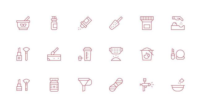polvo conjunto con 18 mínimo línea íconos completar icono haz para web diseño vector