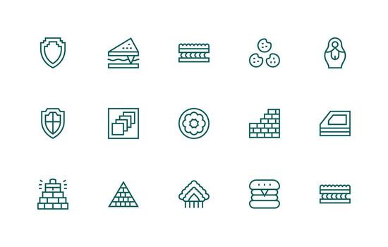 en capas presentando 15 íconos en regular línea diseño interfaz icono colección vector