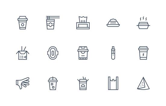 15 Regular Line Icons for Disposable Graphics UI Icon Set vector
