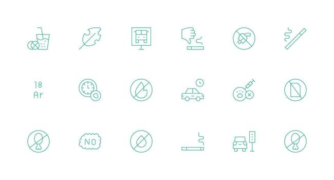 18 Minimal Line Designs for Restriction Icons Interface Icons for Daily Use vector