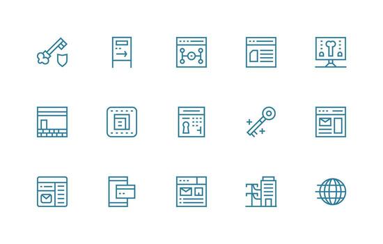 Regular Line Style Portal Icons with 15 Vectors All Device Compatible Icon Set