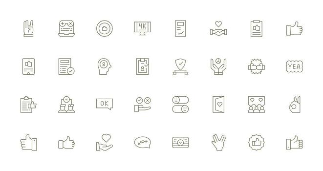 Thin Line Icons from Acceptance Set with 32 Vectors Smart Icon Collection