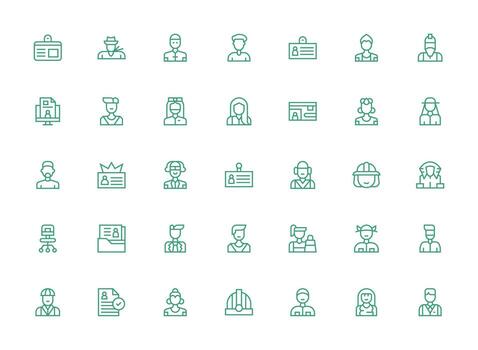 Employee featuring 35 Icons in Regular Clean Line Design Scalable Icons for Cross-Platform Interfaces vector